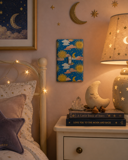 Celestial moon and stars light switch / outlet cover