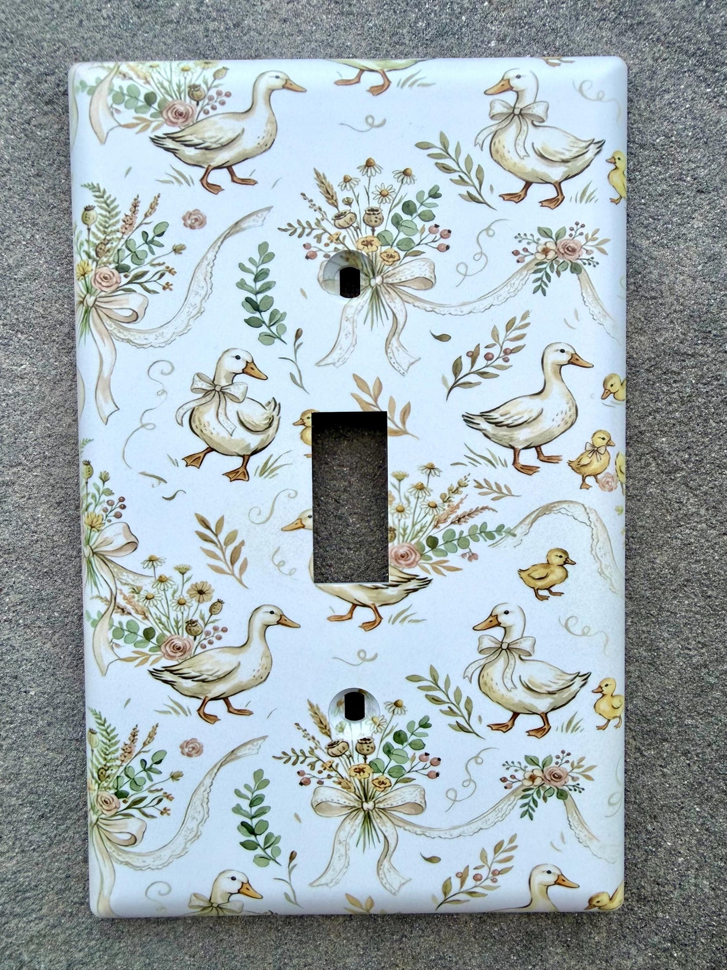 Cottagecore bow goose duck floral light switch / outlet cover