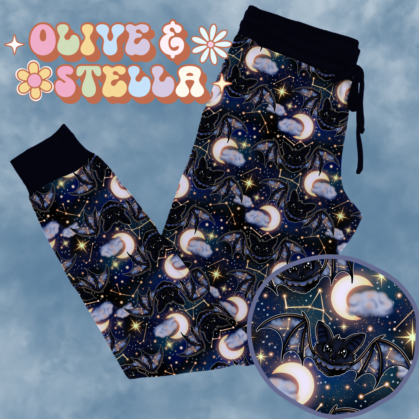 Bedtime Bats Adult Joggers
