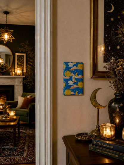 Celestial moon and stars light switch / outlet cover