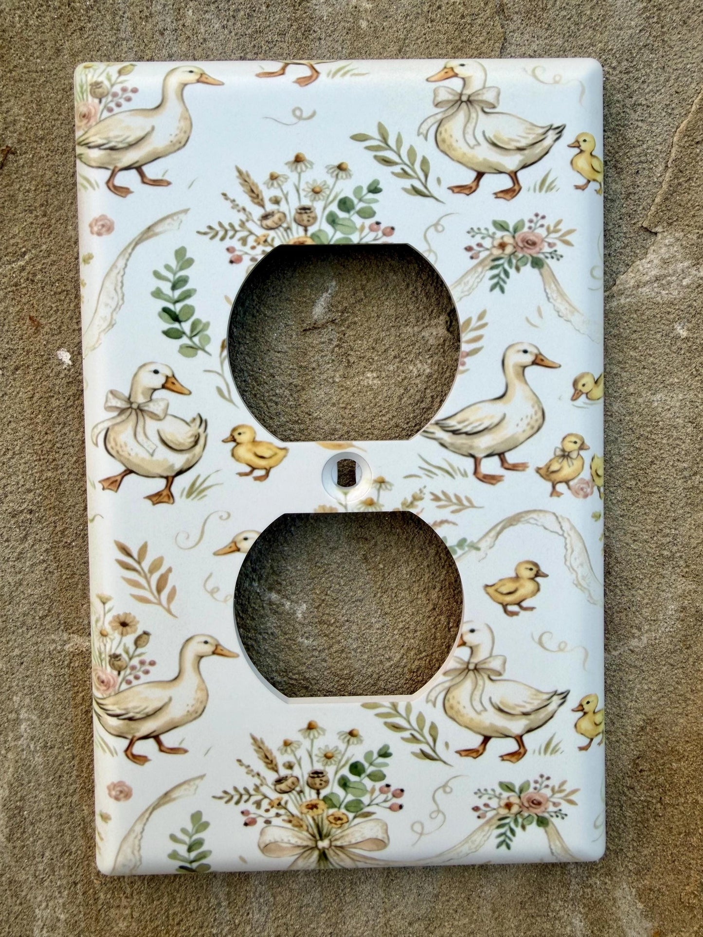 Cottagecore bow goose duck floral light switch / outlet cover