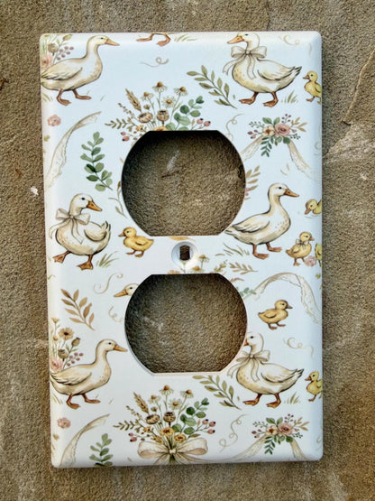 Cottagecore bow goose duck floral light switch / outlet cover