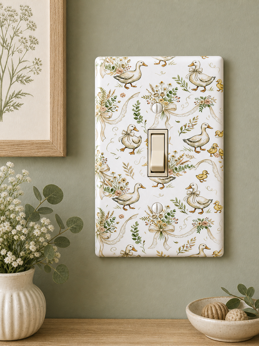 Cottagecore bow goose duck floral light switch / outlet cover