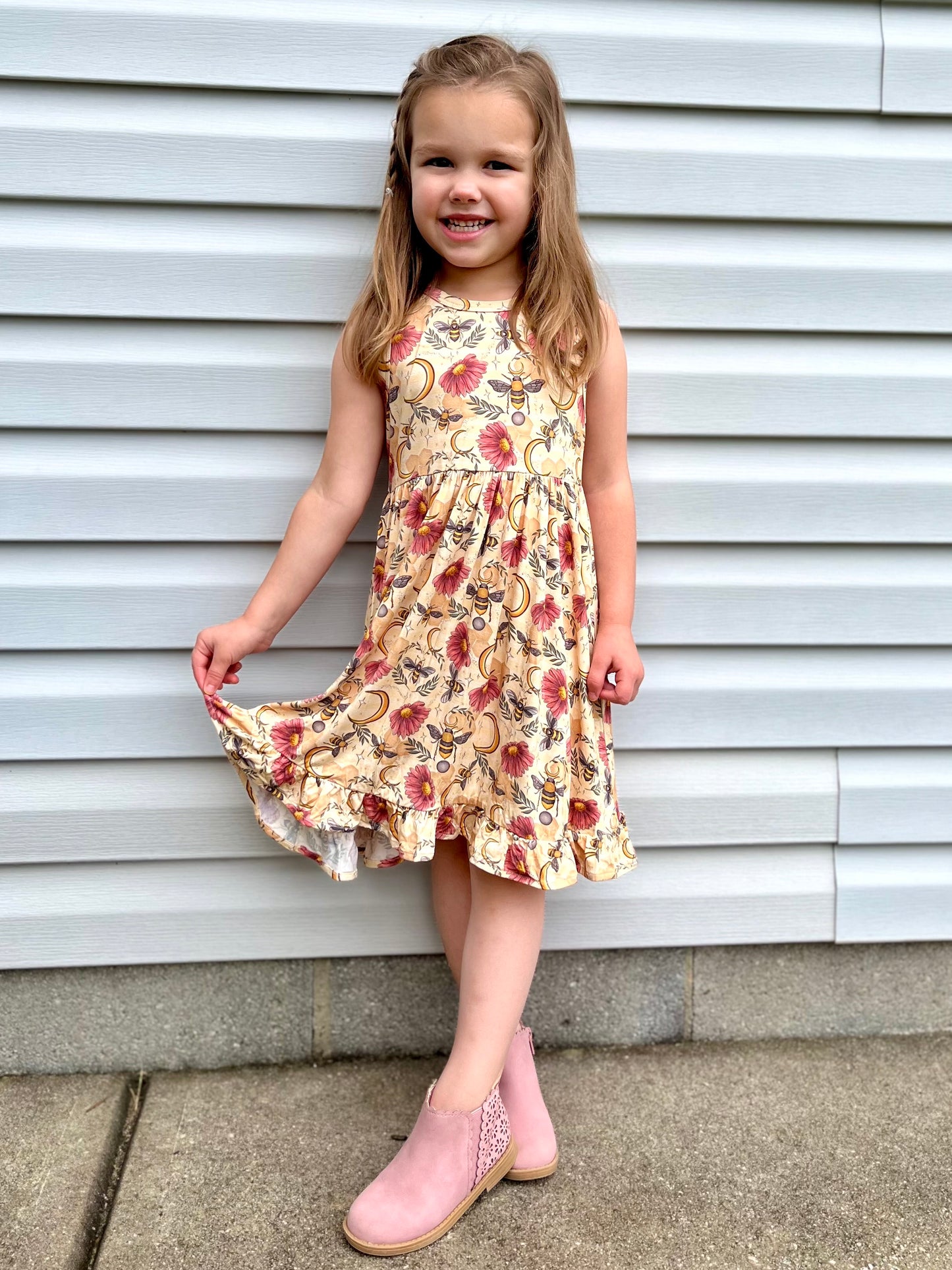 Bee & Blooms Ruffle Dress