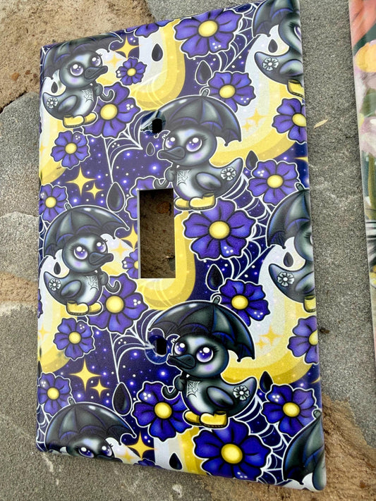 Goth rubber duck rain boots light switch / outlet cover