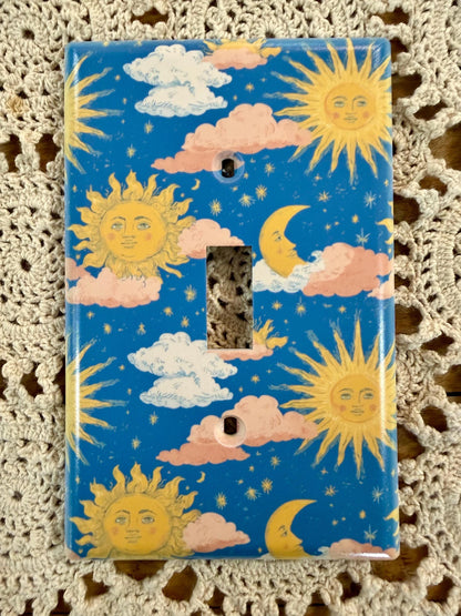 Celestial moon and stars light switch / outlet cover