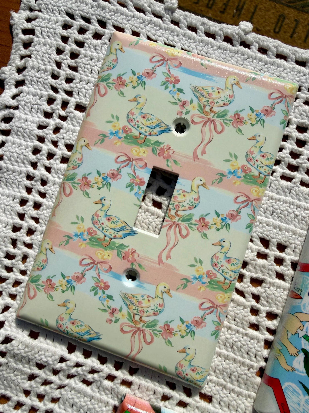 Cottagecore bow goose light switch / outlet cover